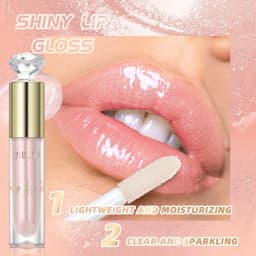 QIBEST 5 Colors Glitter Lip Gloss Long Lasting Diamond Pearlescent Metallic Liquid Lipstick Moisturizing Lip Glaze Tint Makeup