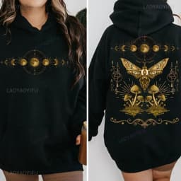 Bug Goblincore Moon Phases Moth Hoodie Luna Moth Sweatshirt Dark Academia Clothing Cottagecore Top Witchy Sweater Insect Tshirt