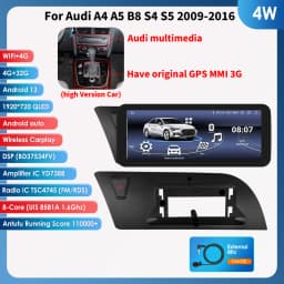 10.25"Android 12 Auto Car radio For Audi A4 A5 B8 S4 S5 2009-2016 Multimedia Video player 4G Carplay GPS navi Stereo QLED Screen