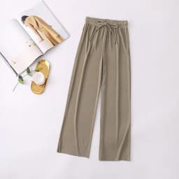 Women Long Pants Spring Summer Straight Long Elastic Waist Wide Leg women long trousers Casual Soft Knitted Pants