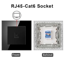 Cat6 rj45 wall socket network socket with TV wall data double socket telephone crystal glass panel rj45 network socket computer