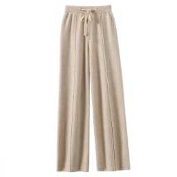 Women's Solid Color Wool Knitted Wide Leg Pants Autumn Winter Basic Soft Warm Cashmere Knit Trousers Casual Simple Style Korean