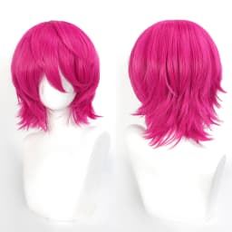 35cm Short Black Spiky Cosplay Wig Pre-Teased Crown Heat Resistant Synthetic Wig Layered Flipped-out Universal Anime Wig