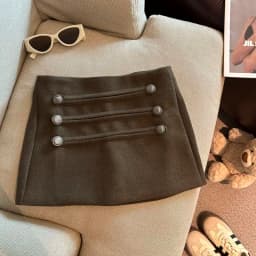 Matakawa Woolen Skirts for Women Solid Buttons A-line Elegant Mini Skirt Versatile Korean Fashion Retro Ropa De Mujer