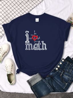 T-Shirts Women's I Love Math Letter Pattern Printed T-Shirt Women Casual Tees Oversize Soft Female t-Shirt Japan Style Tops