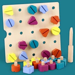 Wooden Screw Nut Disassembly Color Shape Matching Building Blocks Game Montessori Educational Toys Gift For Kids Boys