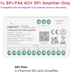 Miboxer SPIW5-4 5 in 1 SPI LED Controller WiFi+2.4G RF Remote Control 4-Channel SPI-WL4 ESP32 WLED Pixel Strip Signal Amplifier