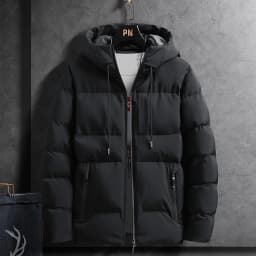 Men's Winter Thickened Hooded Cotton Jacket Warm Casual Fashionable Cold-resistant Cotton Coat Outerwear Polyester