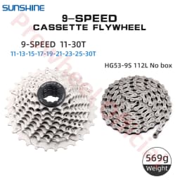 Shimano K7 9Speed Freewheel and Chain Groupset H200 Sunshine 23/25/28/30/32/36/40/42/46/50T Cassette HG53/KMC X9 Chain 9V Kit