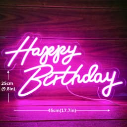 Dimmable LED 'Happy Birthday' Neon Sign in Multiple Sizes 42cm/51cm/76cm with Clear Acrylic Backer - Wall Party Light for Celebr