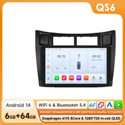 Hizpo 2Din 9inch Android Auto Car Radio for Toyota Yaris 2005 - 2012 Snapdragon 6115 GPS RDS DSP BT 4G CarPlay SWC 360°CAM