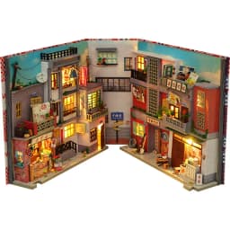 DIY Wooden Book Nook Shelf Insert Miniature Building Kits Cyberrpunk World Bookshelf Assembly Bookend for Adults Birthday Gifts