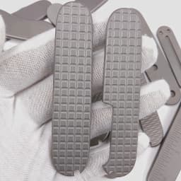 New Checkered Pattern 91mm Swiss Knife Handle Patch, Modified Titanium Alloy TC4 Handle Patch for 91mm Swiss Knife Handle Making