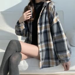 Shirt Women Plaid Flannel Shacket Slouchy Oversized Button Down Long Sleeve Check Shirt Jacket Fall Winter Christmas Outfit