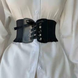 1pcs Women's Wide Black Belt with Buckle and Straps, a Versatile Fashionable Ins-style Waist Belt Suitable for Daily Wear, Can W