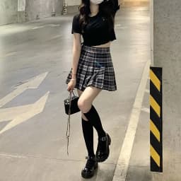 Plaid Half Length Skirt Women's A-line Short Skirt High Waist Girl Skirt Ropa Mujer Mini Skirts Clothes for Women