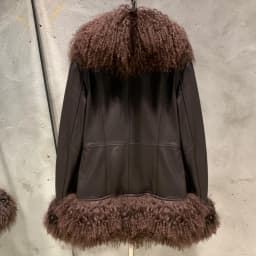 Sheep Collar Coats Women Winter Luxury Mongolian Fur Leather Jackets with Long Sleeve 7251