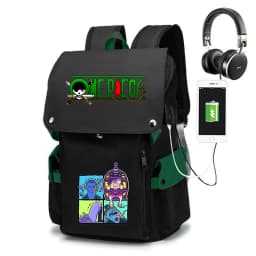 One Piece Zoro Print School Backpack Large Capacity Casual Daypack Travel Bag for Kids Teens