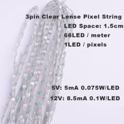 5V 12V WS2811 WS2812 3PIN Clear Lense LED String Lights Dream Color RGBIC Addressable Individually Fairy Seed Pixels Light