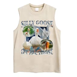 Washed Funny Goose Tank Tops Mess with The Honk You Get The Bonk Graphic T Shirts Vintage Unisex Loose Cotton Sleeveless Vests