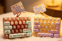 Candy Color Fidget Keycap Clicker Keychain Cute 26 Keys Stress Relief Keyboard Toy Bag Pendant Cartoon Fidget Key Ring