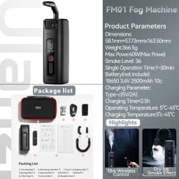 Ulanzi FM01 40W Portable Smoke Machine 10m Wireless Control Dry Ice Fog Machine Photography Smoke Effect for Film Production