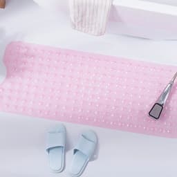 1Pc Non-Slip Shower Mat Bathtub Mat with Drain Holes and Suction Cups Machine Washable Household Bathroom Shower Carpet Bathroom