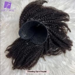 Drawstring Ponytail Human Hair 4c Afro Kinky Curly Ponytails Real Mongolian Remy Hair Pony tail Clip In Extensions Bundles 120g