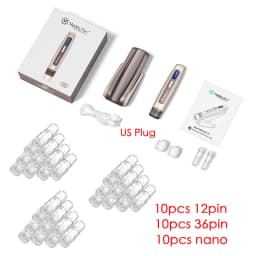 H5 Hydra Pen Derma Microneedle Pen 4-Pole EMS Microcurrent Mesotherapy - With 30 Pcs Automatic Serum Needles Gifts