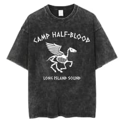 Vintage Washed Percy Jackson Tee Shirt Camp Half-Blood Harajuku Aesthetic T-shirt Men Women Casual Oversized T Shirts Streetwear