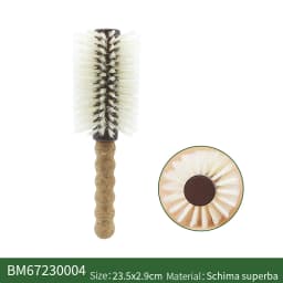 Personalized Boar Bristles Hair Brush Cork Handle Round Barrel Hair Comb for Curling  Anti Static Roller HairBrush Wood Combs