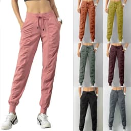 Sweatpants Fabric Drawstring Running Sport Joggers Quick Dry Athletic Gym Fitness with Two Side Pockets Exercise Women Pants