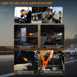 16,000A Peak Portable Car Emergency Jump Starter with Tire Inflation Function, Portable Battery Booster Pack, Featuring Emergency Start, Tire Inflation, USB Input/Output, LED Lighting, LCD Digital Display - Multi-functional Automotive Repair Tool, Essenti