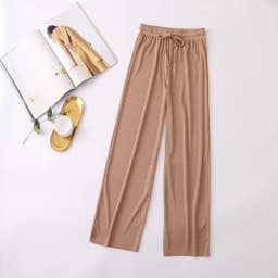 Women Long Pants Spring Summer Straight Long Elastic Waist Wide Leg women long trousers Casual Soft Knitted Pants