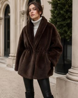 Women Faux Mink Fur Coats Solid Fur Jackets Cotton Linen Turn Down Collar Long Sleeves Single Breasted Cinched Waist 2026 Winter