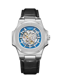 LONGLUX Automatic Mechanical Watch Outdoors Simple Luxury Watches Waterproof Cheap Wholesale Skeleton Leather Mens Watch Gift