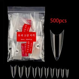 1Bag(600Pcs)Natural Stiletto Practice Nail Tips 10Size Half Cover Fake Acrylic Tip UV Gel Extension Press On Nails Manicure Tool