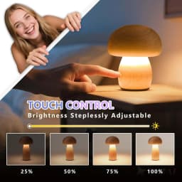 Rechargeable Mushroom Night Light, Dimmable Touch Control Desk Lamp, Creative Mushroom Desk Light for Home Bedroom Bedside Light