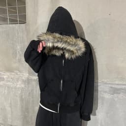 Fluffy Hat Hoodie Solid Color Casual Long Sleeve Hoodie Retro Coat Street Trend Y2K