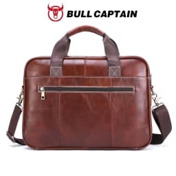 BULLCAPTAIN Leather Laptop Bag, Top Layer Leather 15" Laptop Bag Men's Laptop Briefcase Briefcase Work Business Travel Bag 053