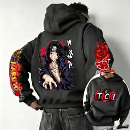 Naruto Uchiha Itachi 2026 Spring and Autumn New Cartoon Anime Harajuku Y2K Street Fashion Couple Hooded Sweatshirt