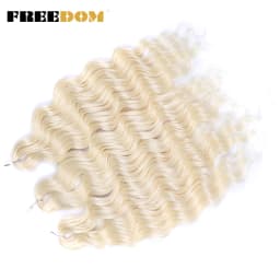 FREEDOM Synthetic Braiding Hair Extensions Deep Wavy 24 inch Long Curly Braids Hair Ombre Brown Rainbow Twist Crochet Hair