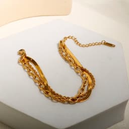 JOVO LOVE High-end Three-layer Chain Bracelet Wholesale Jewelry Woven Chain Classic Fashion Stainless Steel Bangle Women Jewelry