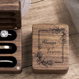 Always & Forever 3 Slot Ring Box For Wedding Ceremony Engraved Engagement Valentine's Day Birthday Gift Display Ring Bearer Waln