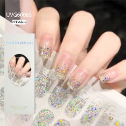 16/20/22Tips Semi-Cured Gel Nail Patch Adhesive Sliders Long Lasting Full Gel Nail Stickers DIY Manicure Harden In UV Lamp Need