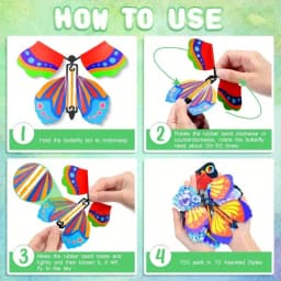 Whimsical Wind-up Flying Butterfly Bookmark Toy - Rubber Band Powered, Magic Prop, Surprise Gift for Wedding, Birthday, Party