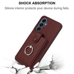 Luxury Card Slot Ring Holder Leather Phone Case For Samsung S25 S24 S26 Ultra S23 S22 S21 Plus FE A55 A36 A16 Shockproof Cover