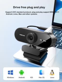 Professional-Grade 1080P HD USB Webcam (with Built-In Microphone), Suitable for Laptops and Desktop Computers