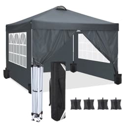 10x10 Pop Up Canopy Tent with 4 Removable Sidewalls, Waterproof Commercial Gazebo Tent with Air Vent, 4 Sandbags, Carry Bag