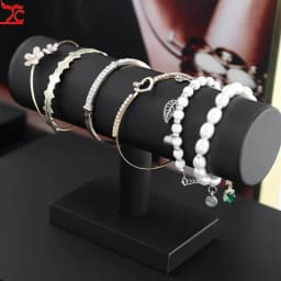 High Grade Black Leather Watch Display Rack Bracelet Earrings Display Plate Pearl Jade Rack Counter Jewelry Exhibition Props